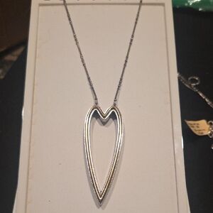 Brighton Silver Elongated Open Heart Pendant Necklace
